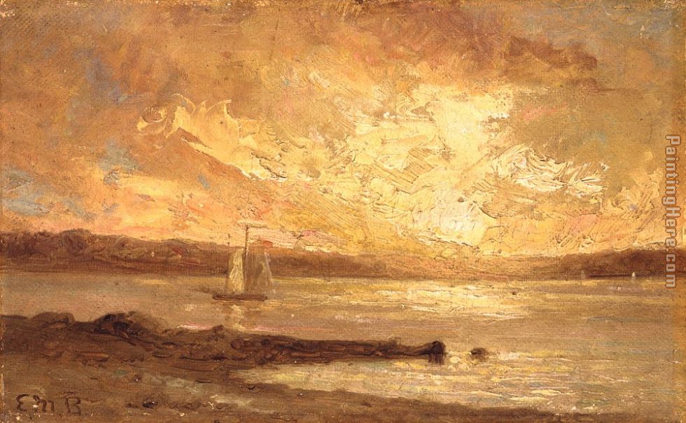 Boat on Sea painting - Edward Mitchell Bannister Boat on Sea art painting
